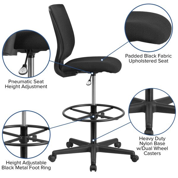 Mesh 32 1/2-, No Arm, Back, Seat, Frame: Black
