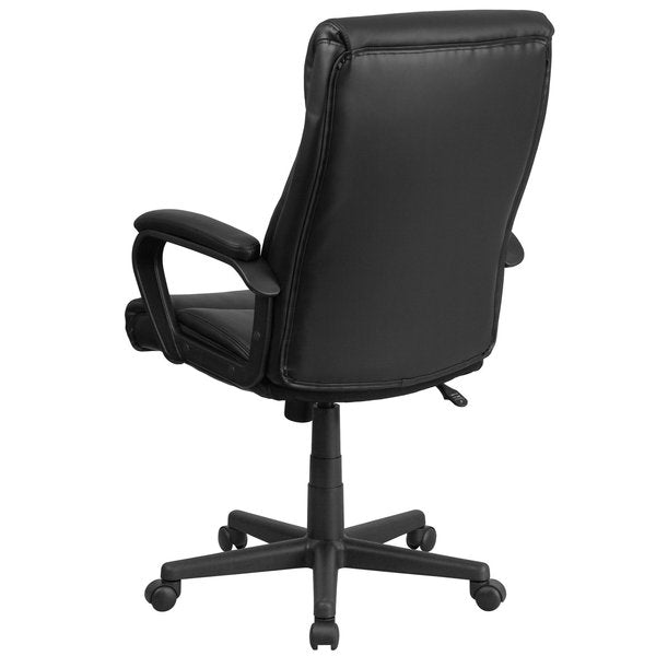 Leather Executive Chair, 22-, Padded, Back, Seat, Frame: Black