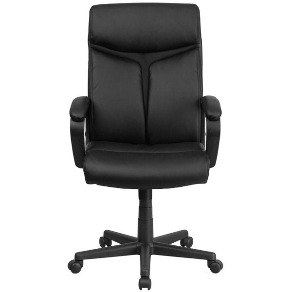 Leather Executive Chair, 22-, Padded, Back, Seat, Frame: Black