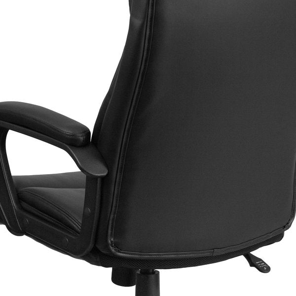 Leather Executive Chair, 22-, Padded, Back, Seat, Frame: Black