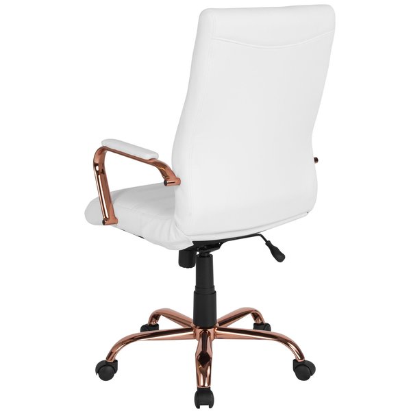White Leather Rose Gold Frame High Back Chair