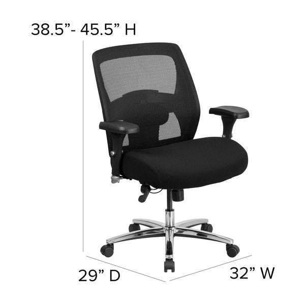 Fabric Executive Chair, 22-, Adjustable Padded