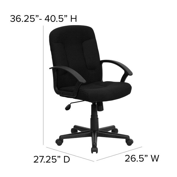 Executive Chair, Fabric, 21 1/4-Height, Fixed, Black