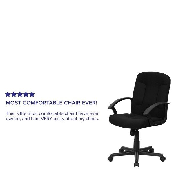 Executive Chair, Fabric, 21 1/4-Height, Fixed, Black