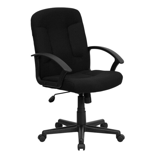 Executive Chair, Fabric, 21 1/4-Height, Fixed, Black