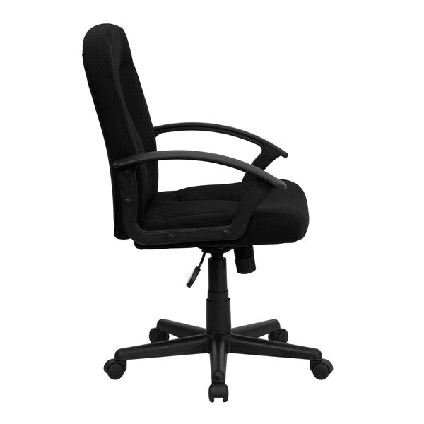 Executive Chair, Fabric, 21 1/4-Height, Fixed, Black