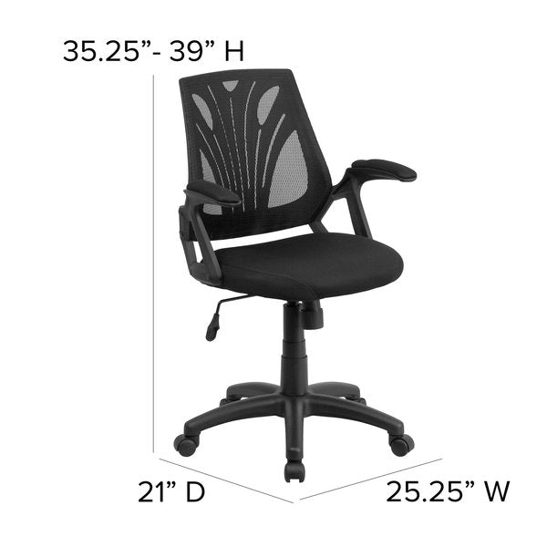Mesh Task Chair, 21 1/2-, Padded, Back, Seat, Frame: Black