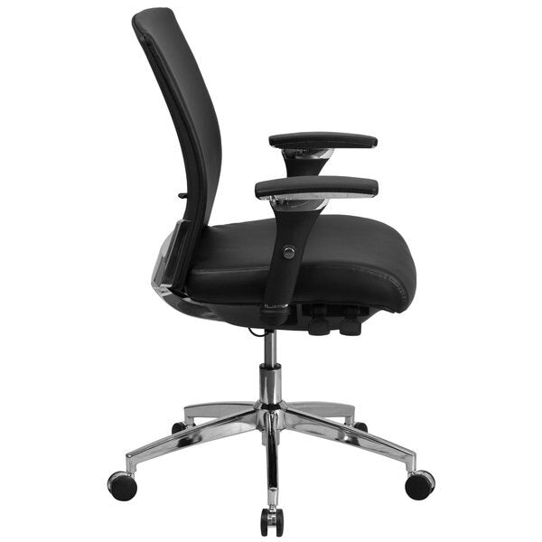 Leather, Adjustable Arms with Inward/Outward Pivot Pads, Black LeatherSoft