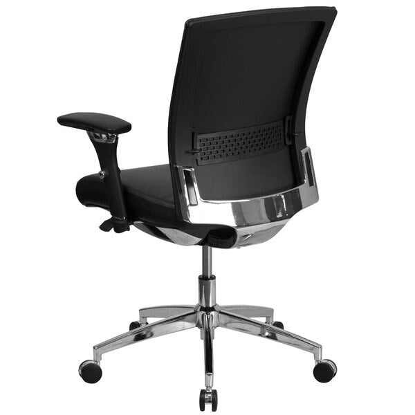 Leather, Adjustable Arms with Inward/Outward Pivot Pads, Black LeatherSoft