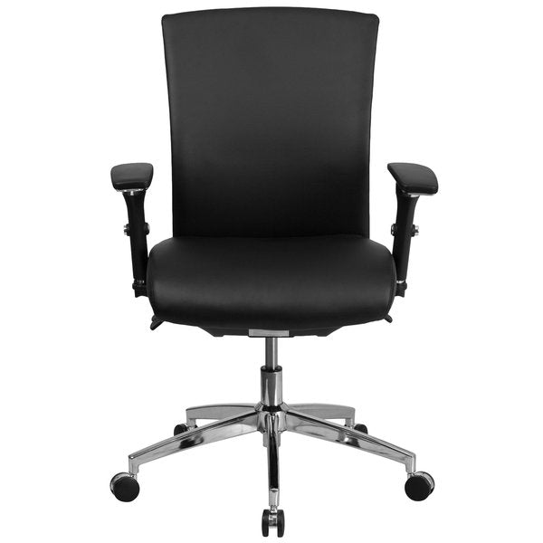 Leather, Adjustable Arms with Inward/Outward Pivot Pads, Black LeatherSoft