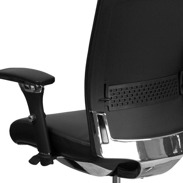 Leather, Adjustable Arms with Inward/Outward Pivot Pads, Black LeatherSoft