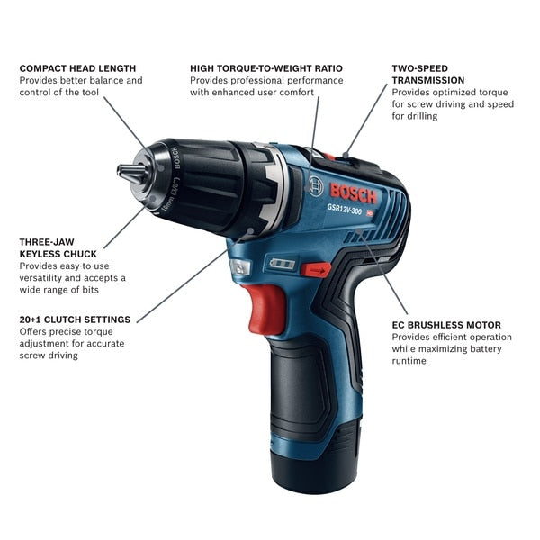 Drill Kit, 12V DC, 3/8 in Chuck