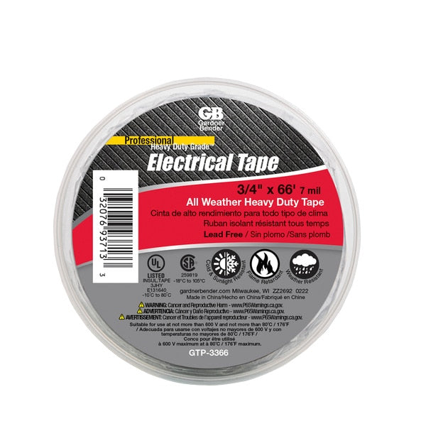 Electrical Tape, 3/4 in. x 66 Ft, Heavy