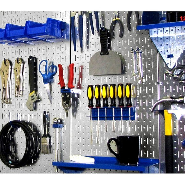 Workstation Slotted Accessory Kit, Blue Peg Hooks