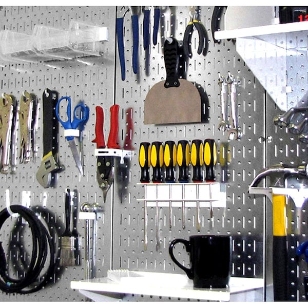 Workstation Slotted Accessory Kit, White Peg Hooks