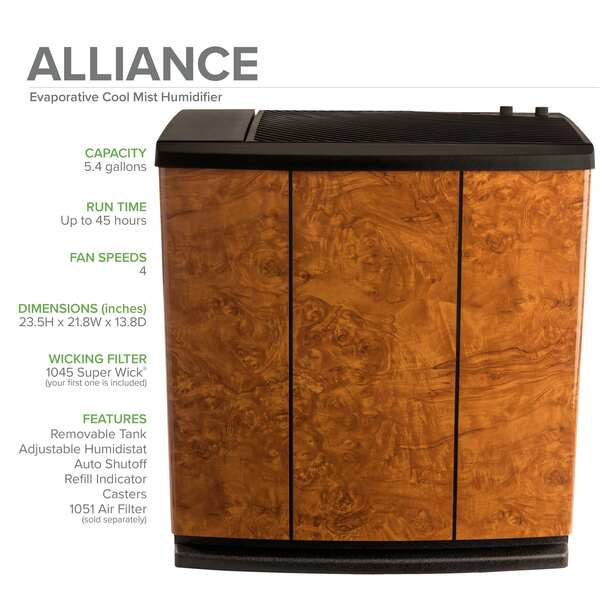 Portable Humidifier, 5.4 gal, 3,700 sq. ft., Console, Oak Burl
