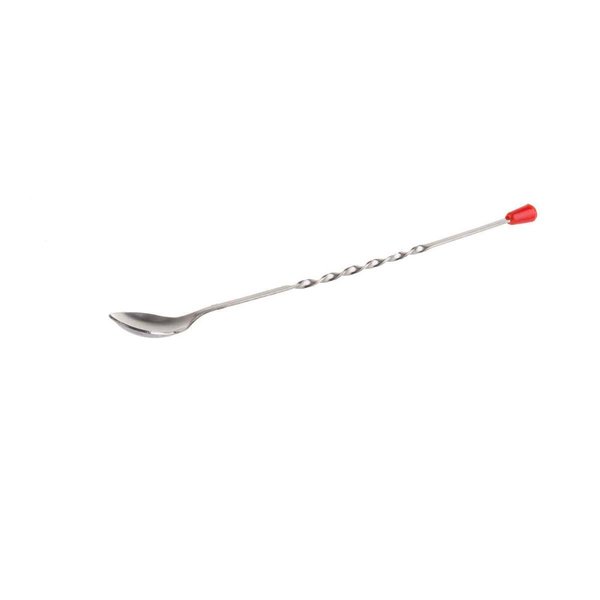 Red Knob Bar Spoon, Stainless Steel, 11