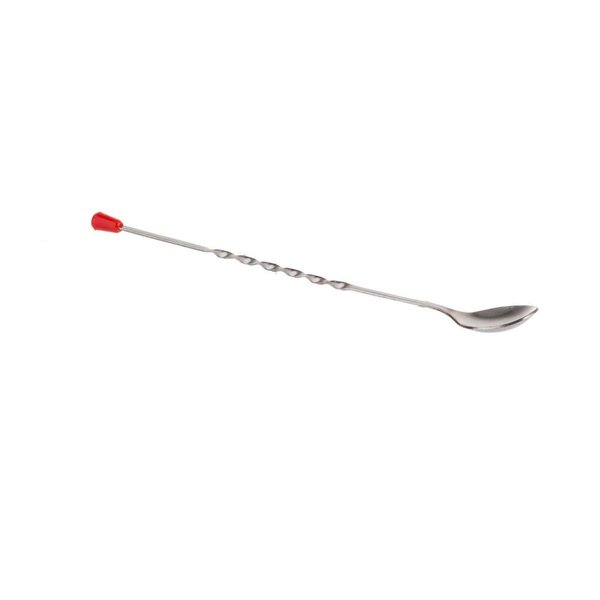 Red Knob Bar Spoon, Stainless Steel, 11