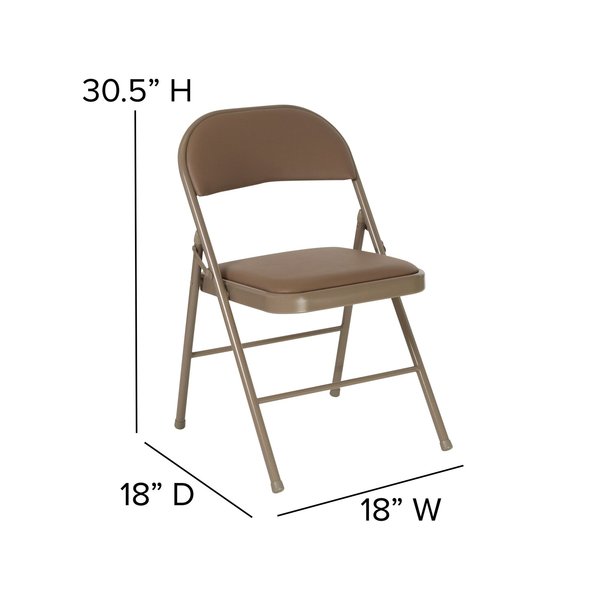 Folding Chair, Vinyl, Beige