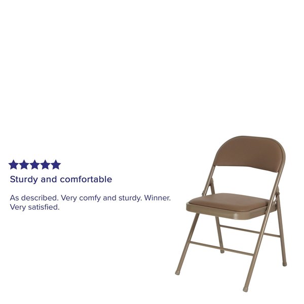 Folding Chair, Vinyl, Beige