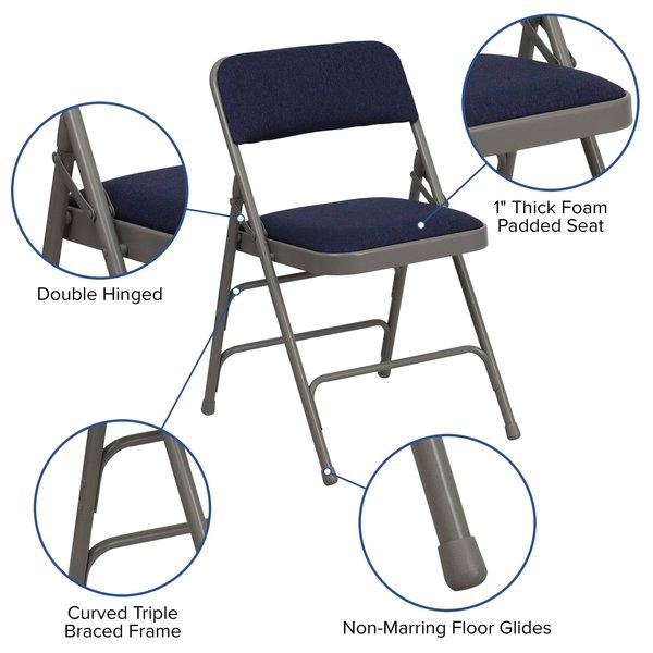 Fabric Folding Chair, Navy, 1