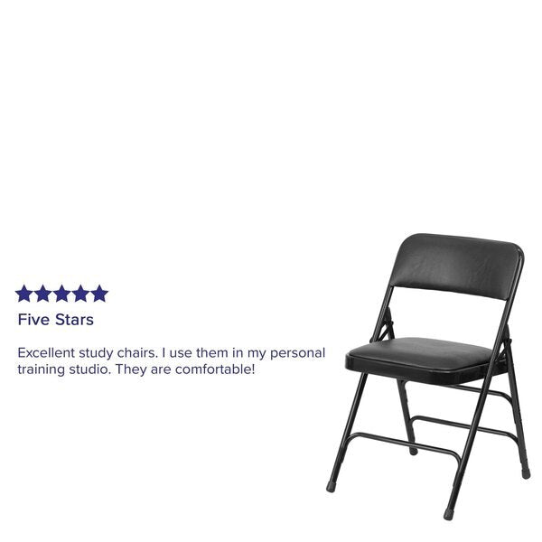 Folding Chair, Black Vinyl, 30