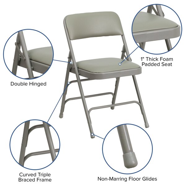 Vinyl Folding Chair, Gray
