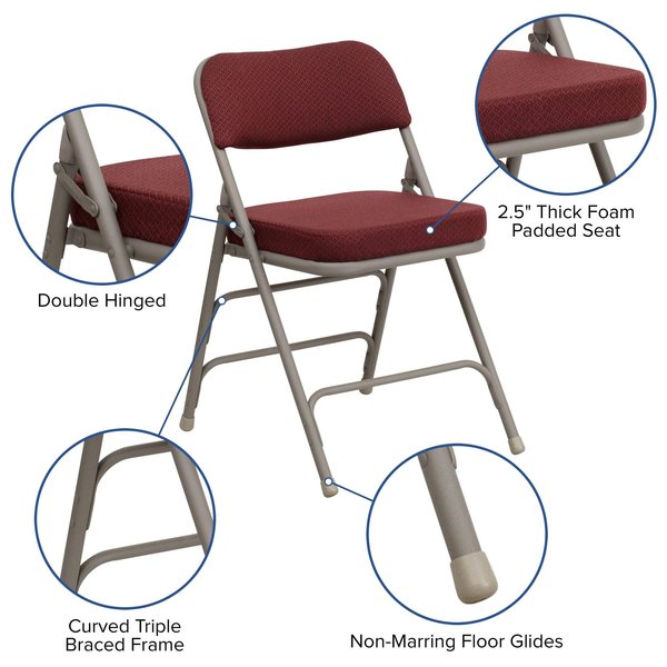 Fabric Folding Chair, Burgundy