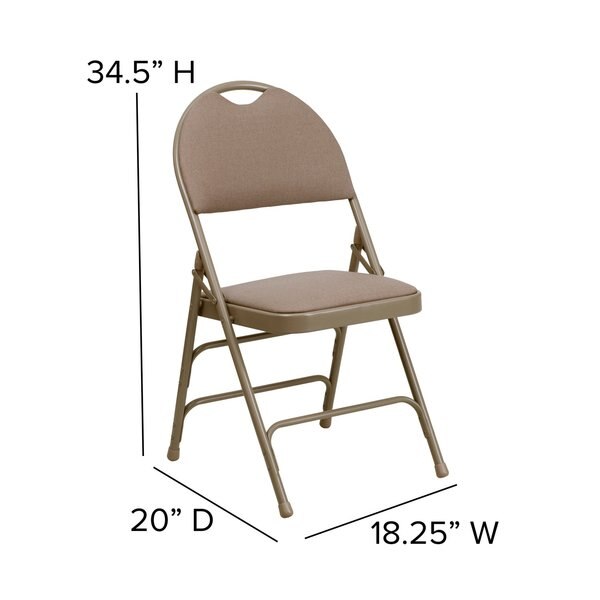 Fabric Fldng Chair, Easy Carry Hndl, Beige