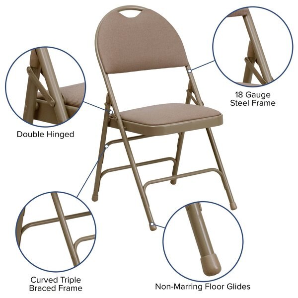 Fabric Fldng Chair, Easy Carry Hndl, Beige