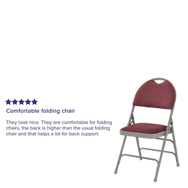 Fabric Fldng Chair, Easy-Carry Hndl, Brgnd