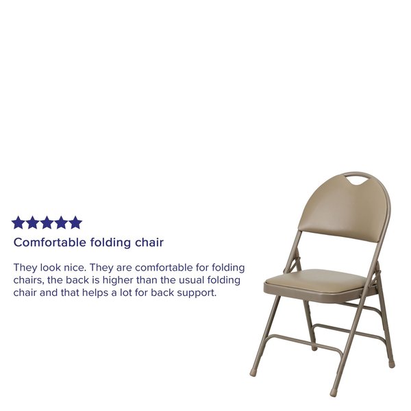 Fldng Chair w/Easy Carry Hnldl, Beige Vnl