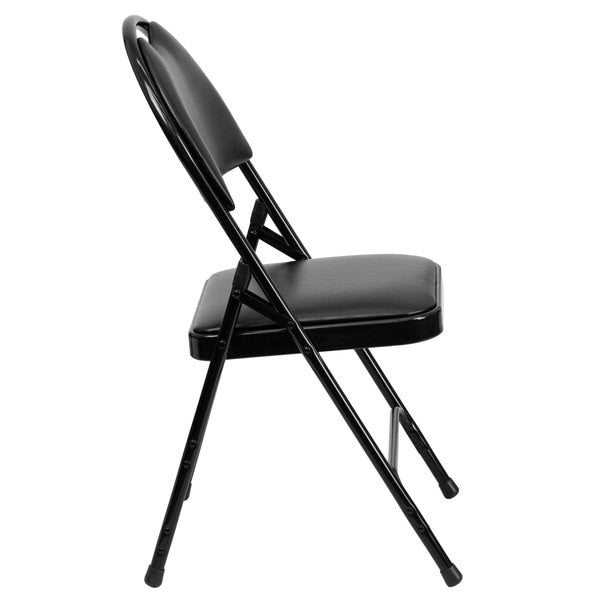 Folding Chair, Black Vinyl, 34.5