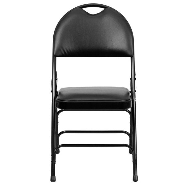 Folding Chair, Black Vinyl, 34.5