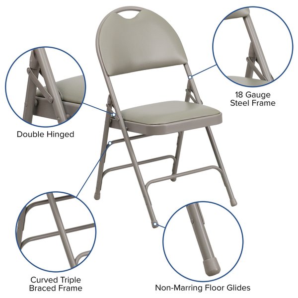Vinyl Folding Chair, Gray
