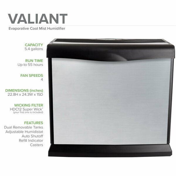 Evaporative Humidifier, 5 gal, 4,000 sq. ft., Console, Brushed Nickel