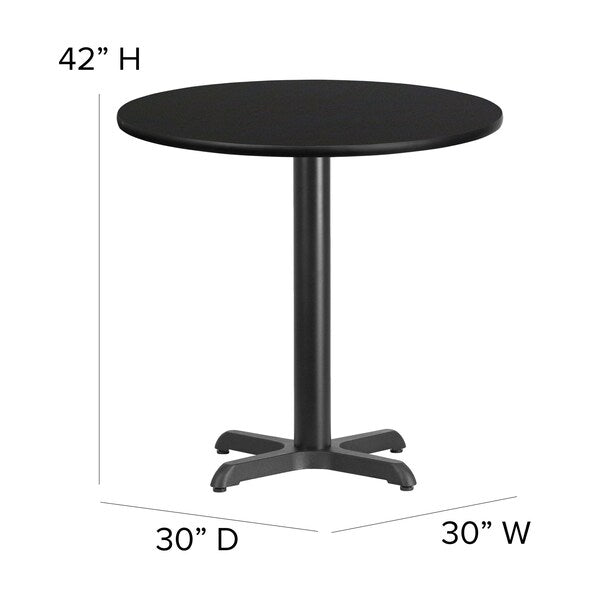 Black Bar Table, X-Base w/Black Seats, 30