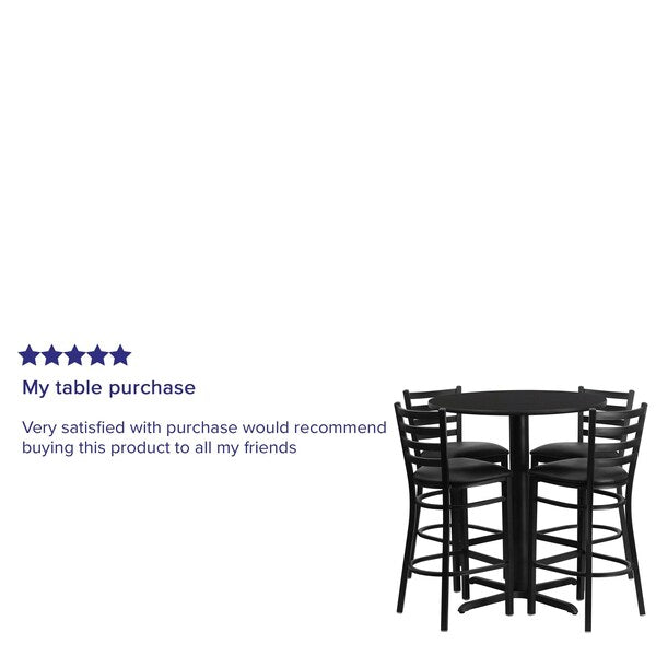Black Bar Table, X-Base w/Black Seats, 30