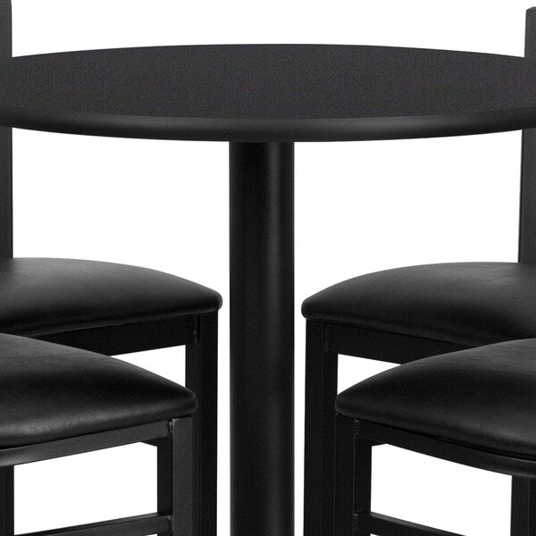 Black Bar Table, X-Base w/Black Seats, 30