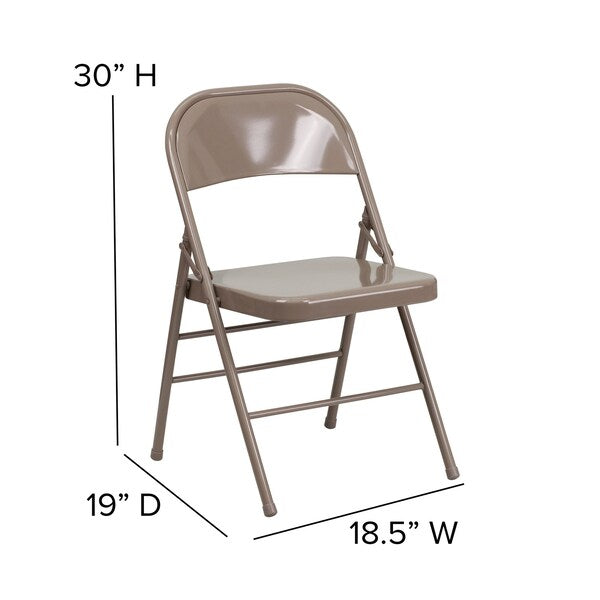 Folding Chair, Metal, Beige