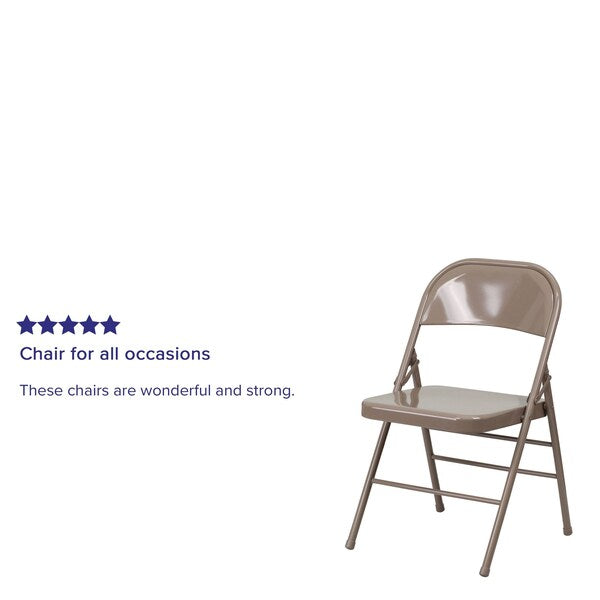 Folding Chair, Metal, Beige