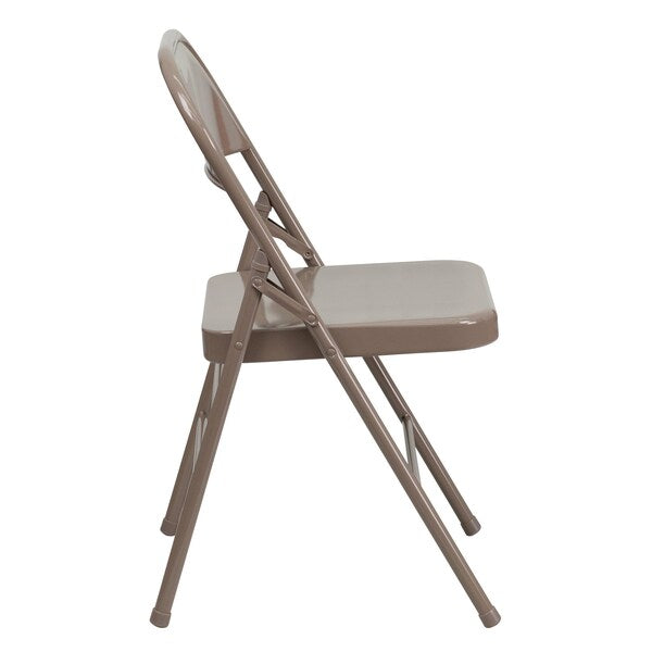 Folding Chair, Metal, Beige