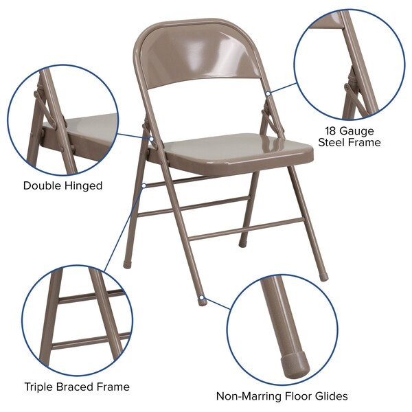 Folding Chair, Metal, Beige