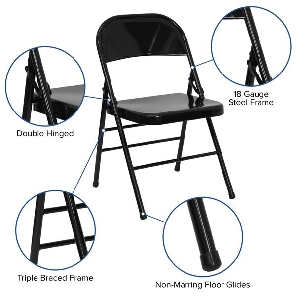 Metal Folding Chair, Black