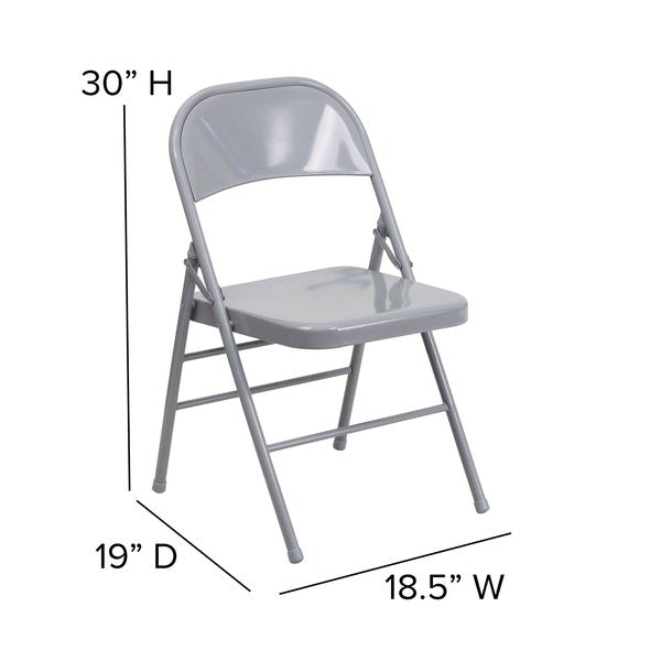 Folding Chair, Metal, Gray