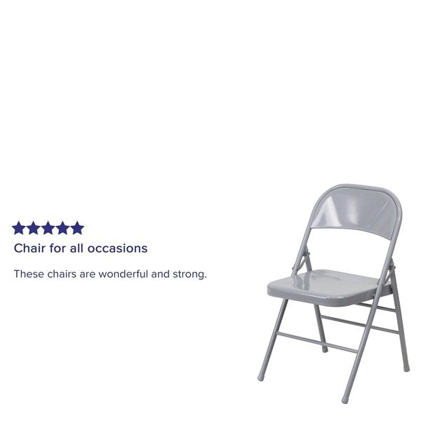 Folding Chair, Metal, Gray