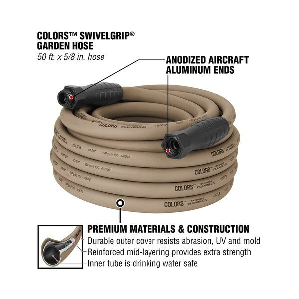 Colors SwivelGrip Garden Hose, 5/8