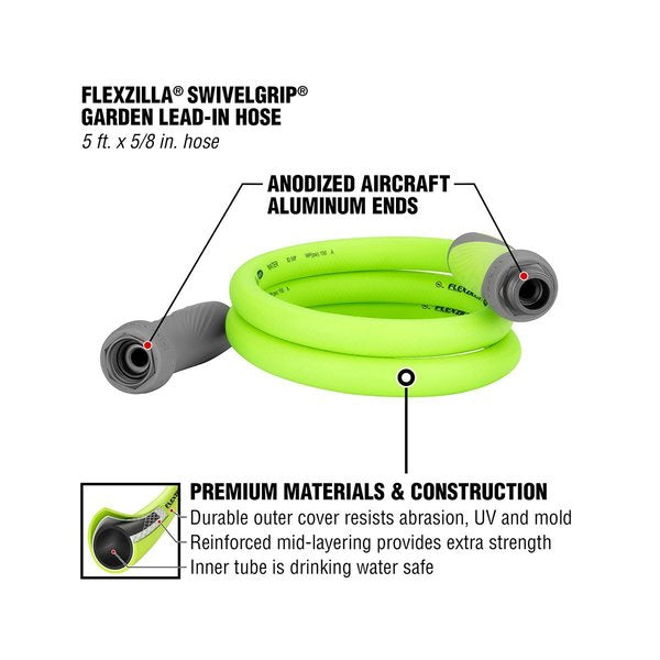 SwivelGrip Garden Lead-in Hose, 5/8
