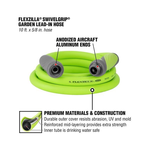 SwivelGrip Garden Lead-in Hose, 5/8