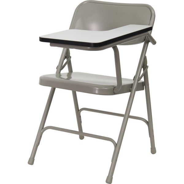 Round Metal Tablet Arm Chair, Left Hand, Beige, 18.5